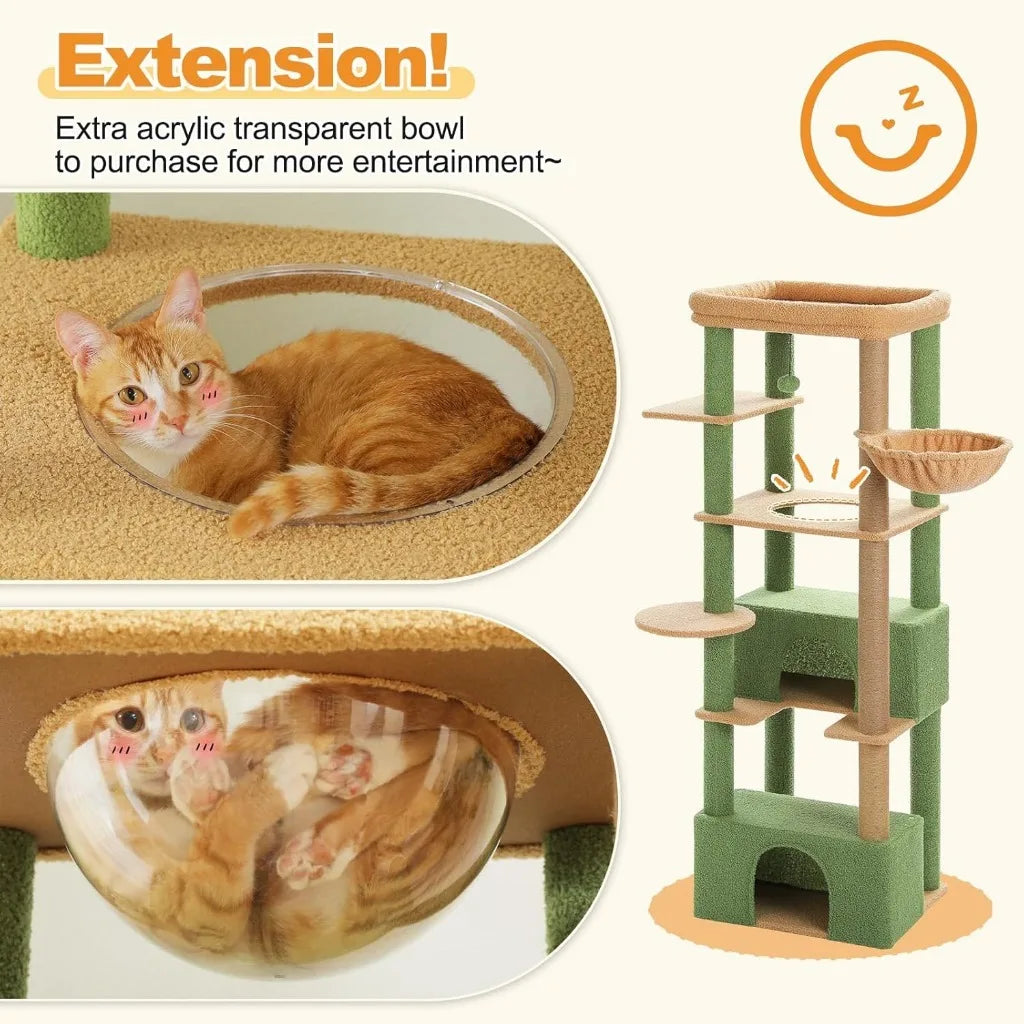 68'' Cat Tree for Large Cats 20 lbs Heavy Duty Tower