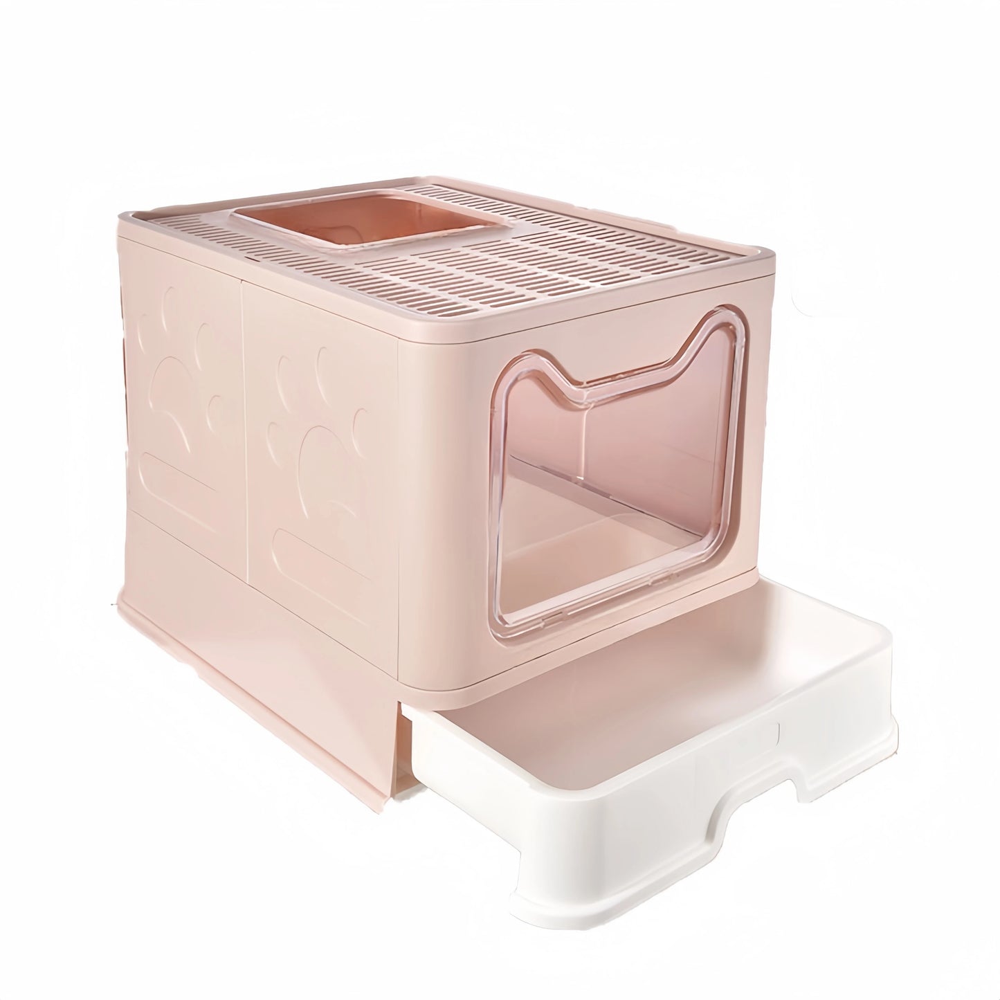 Convenient Foldable Litter Box with Drawer Design and Scooper
