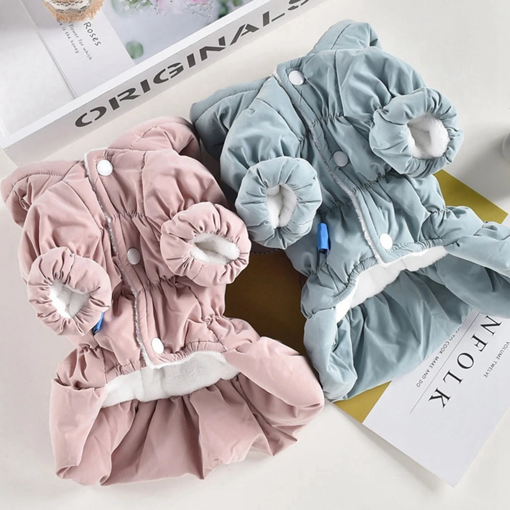 Winter Warm Pet Dog Coat Dogs Hoodies Cute Floral Dress