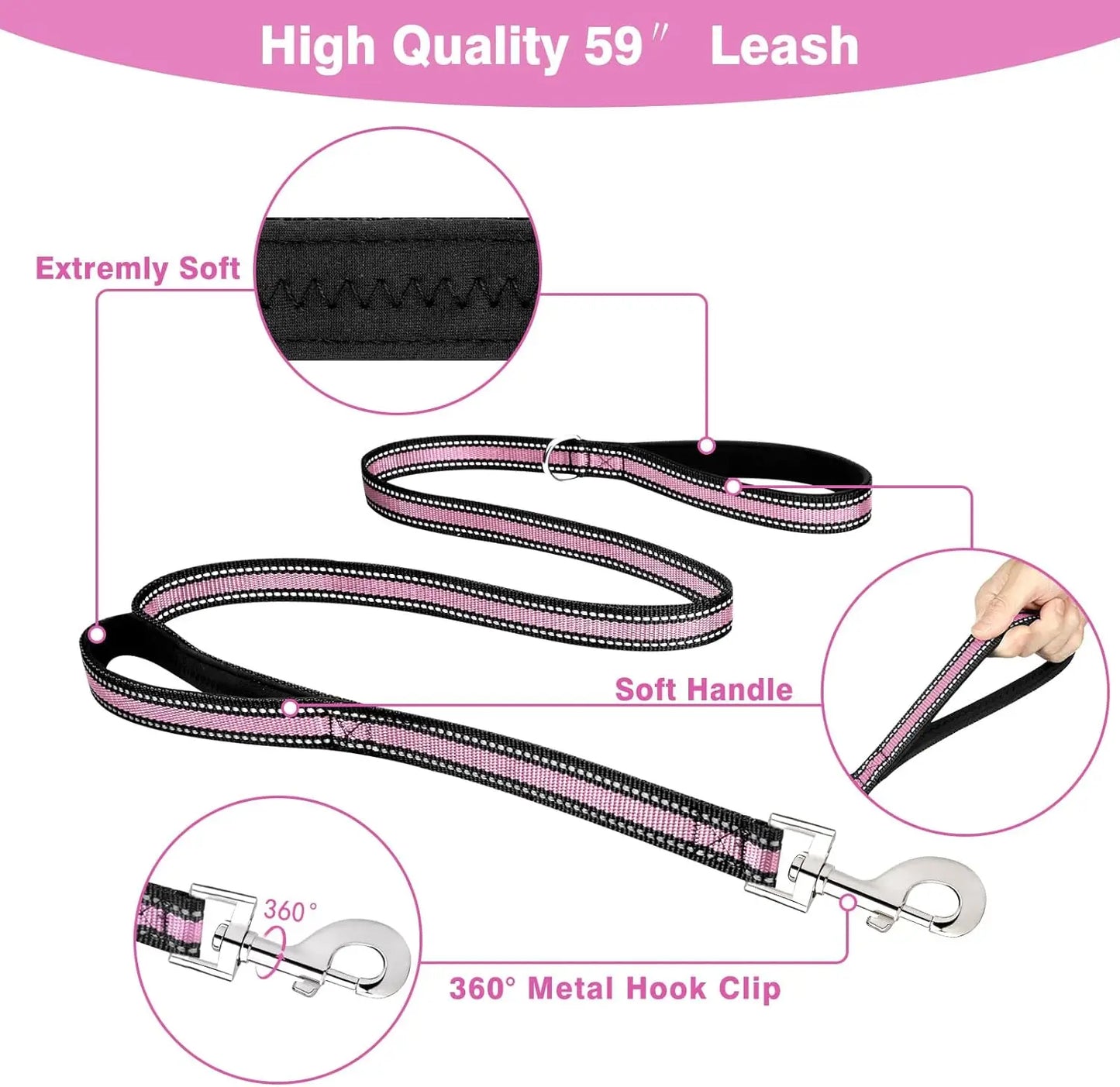 Pet Harness Collar and Leash Set Reflective No Pull Adjustable
