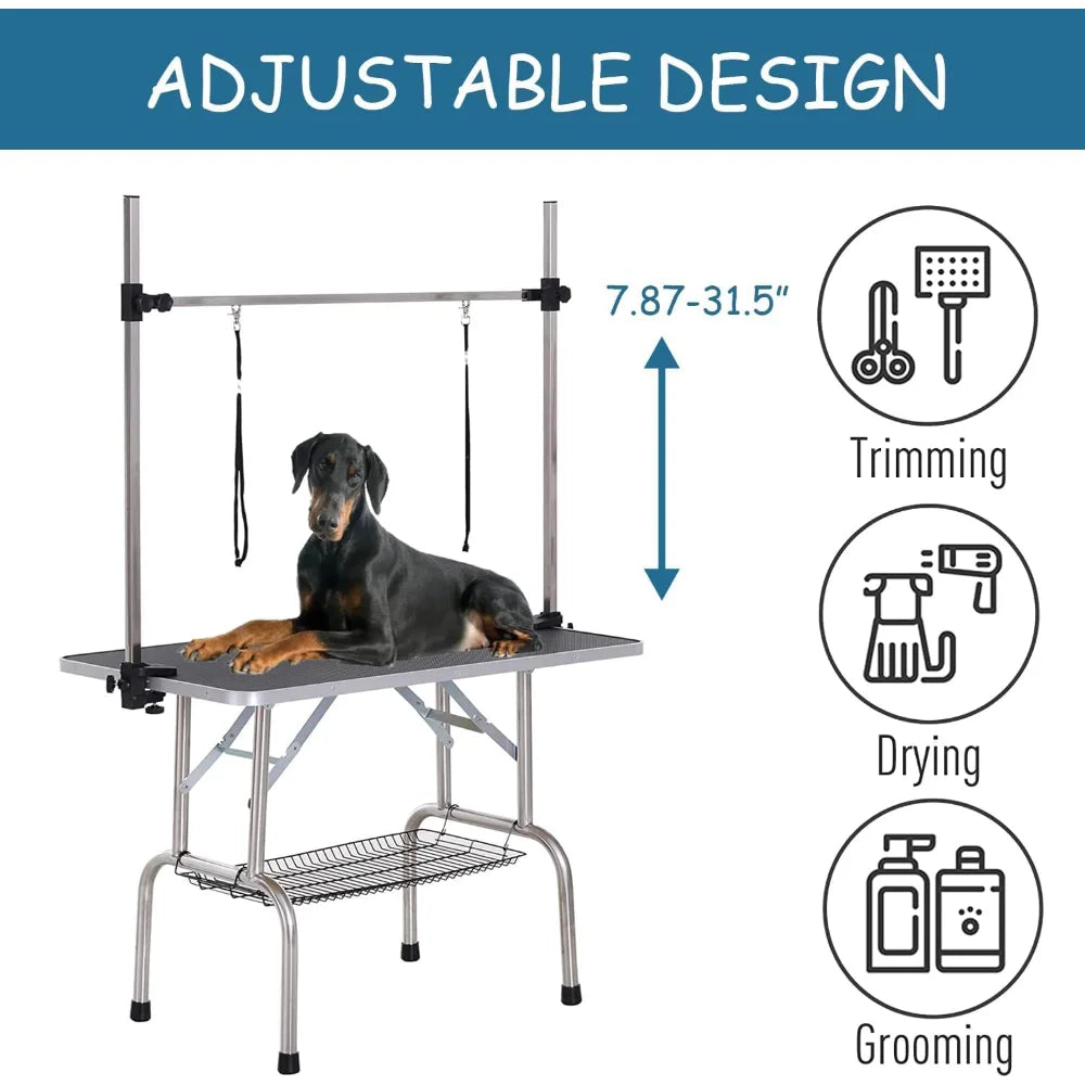 46 Inch Dog Grooming Table Foldable Pet Tables 330lbs Capacity