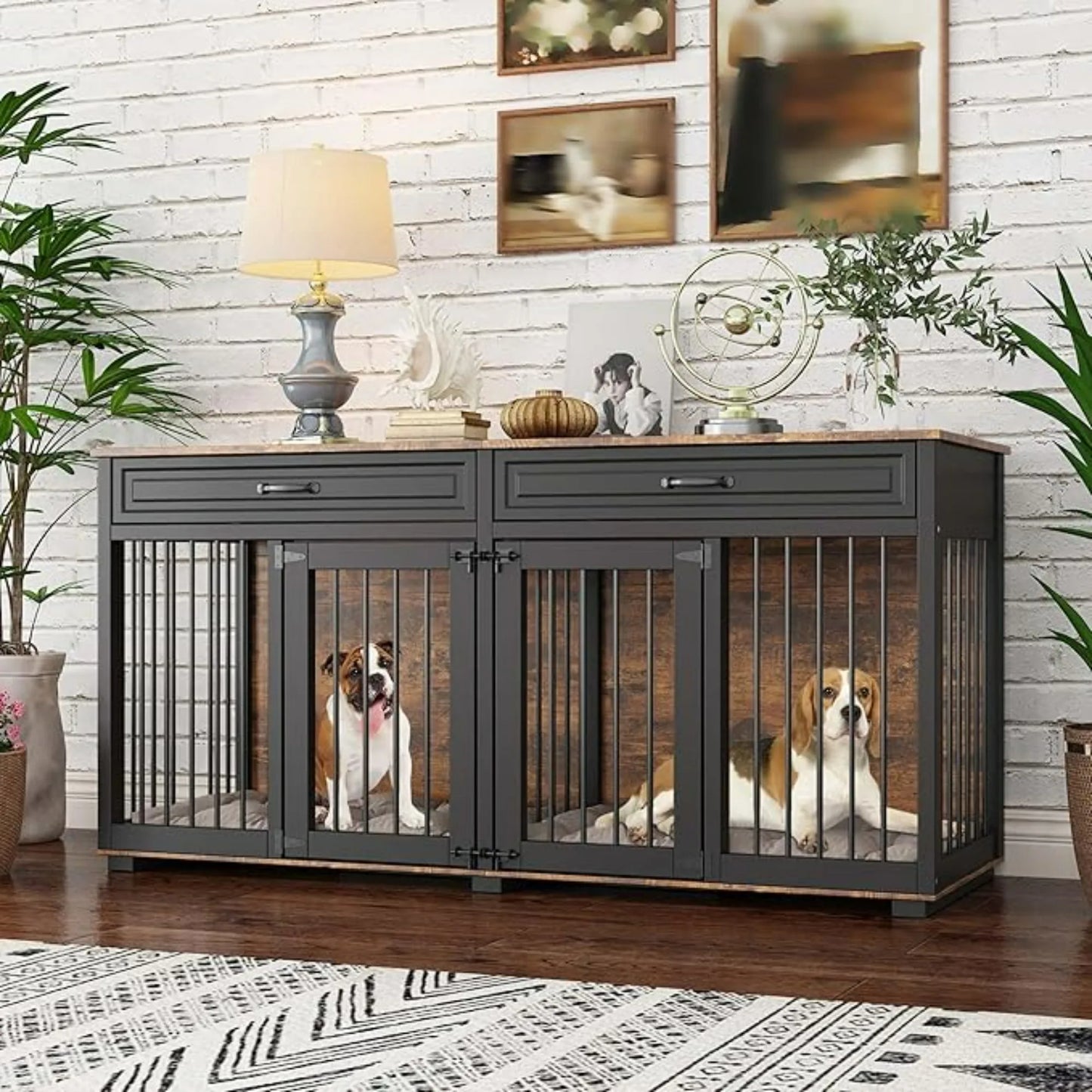 Dog Crate Furniture for Large Medium Dogs 72 Inch Wooden Kennel
