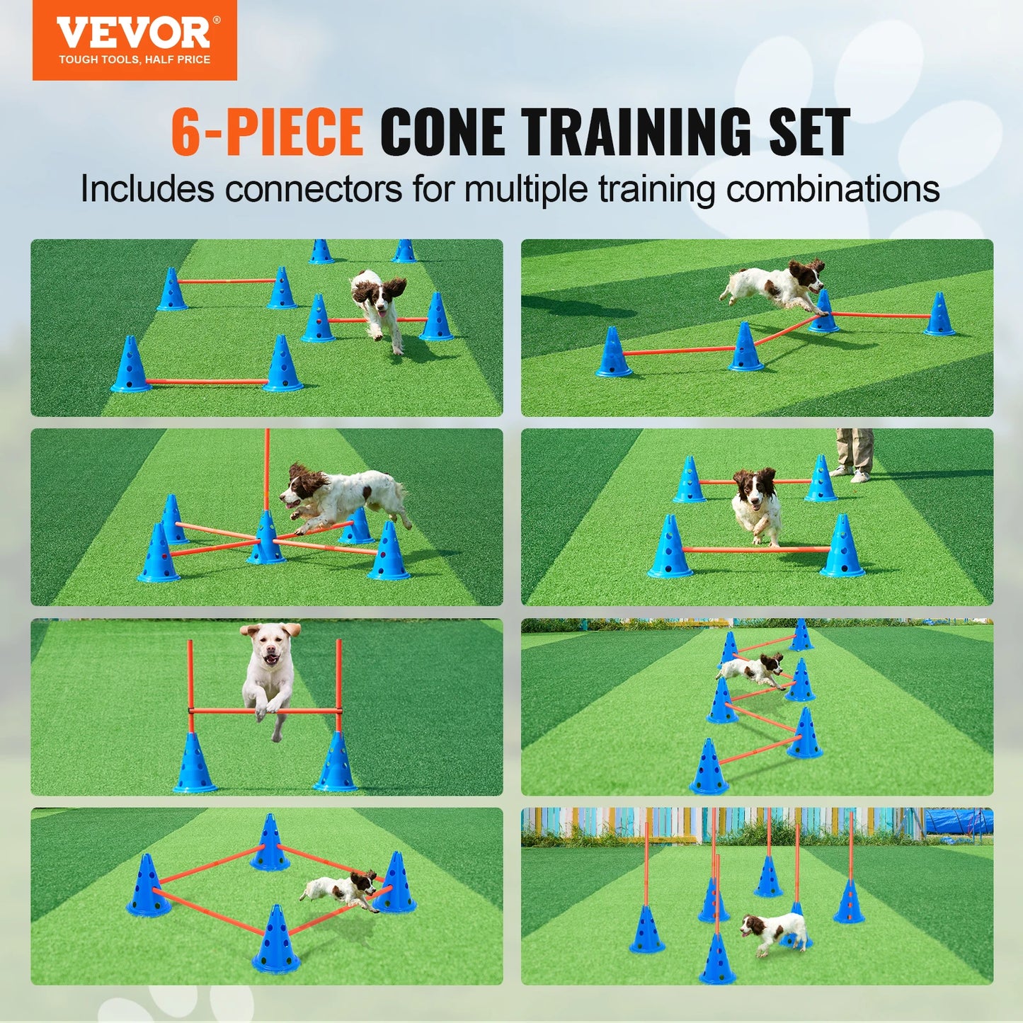 VEVOR Dog Agility Hurdle Cone Set for Puppy Obstacle Course