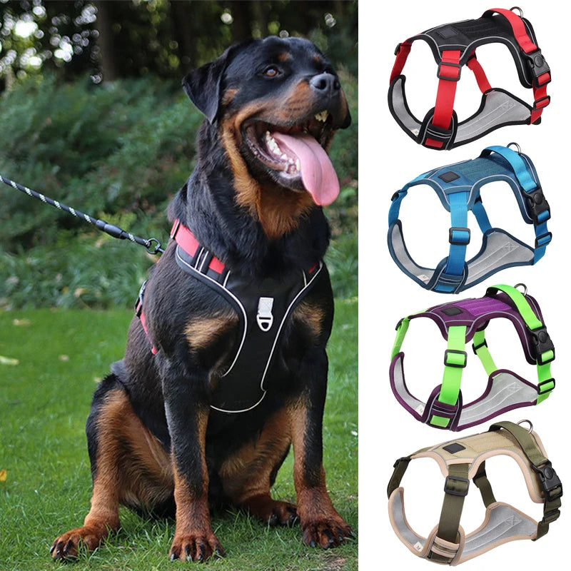 Dog Harness Reflective Medium Large Dogs Tactical Vest 1680D Waterproof Oxford Cloth