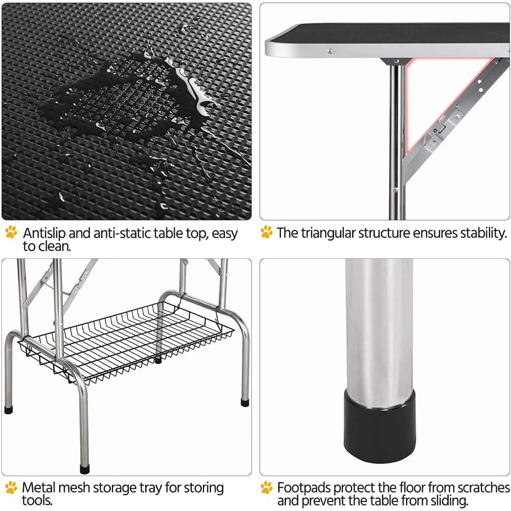46 Inch Dog Grooming Table Foldable Pet Tables 330lbs Capacity