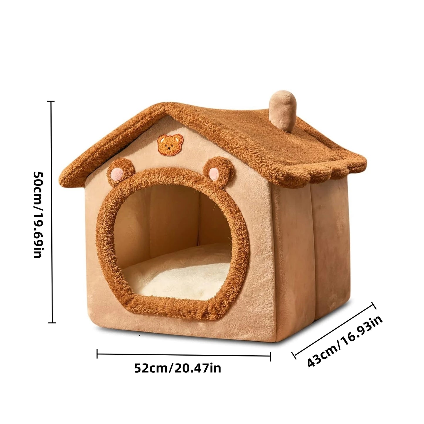 Pet Bed for Cats and Dogs - Cozy Indoor Shelter with Cushion