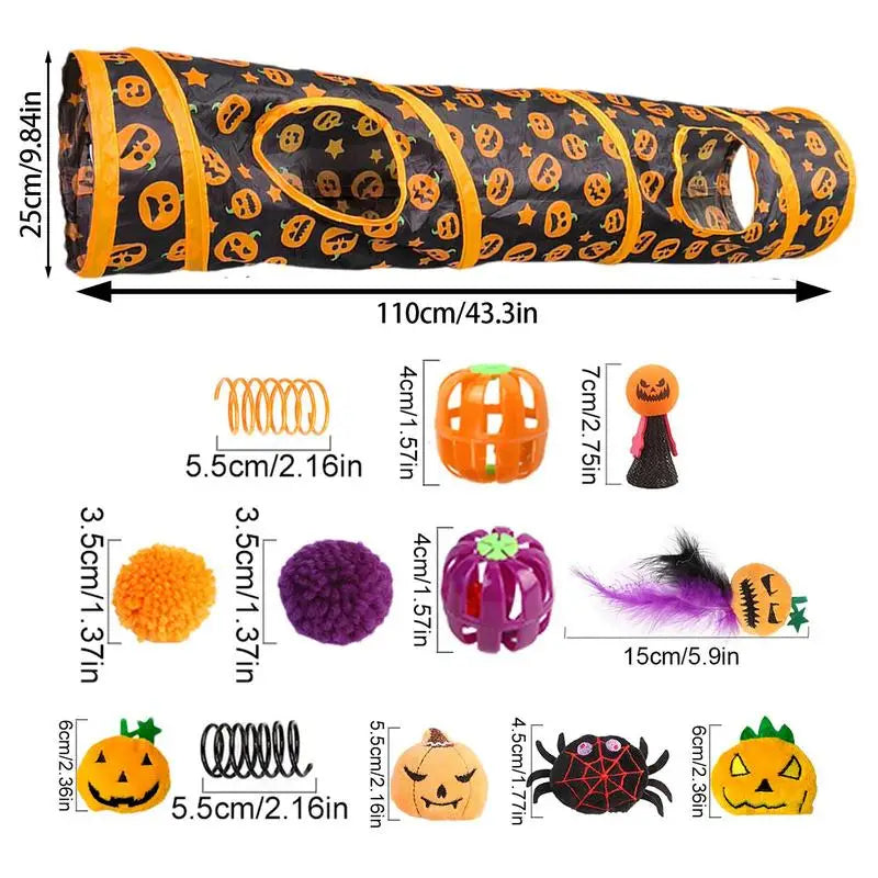 Cat Tunnels For Indoor Cats Halloween Peekaboo Cave Toy