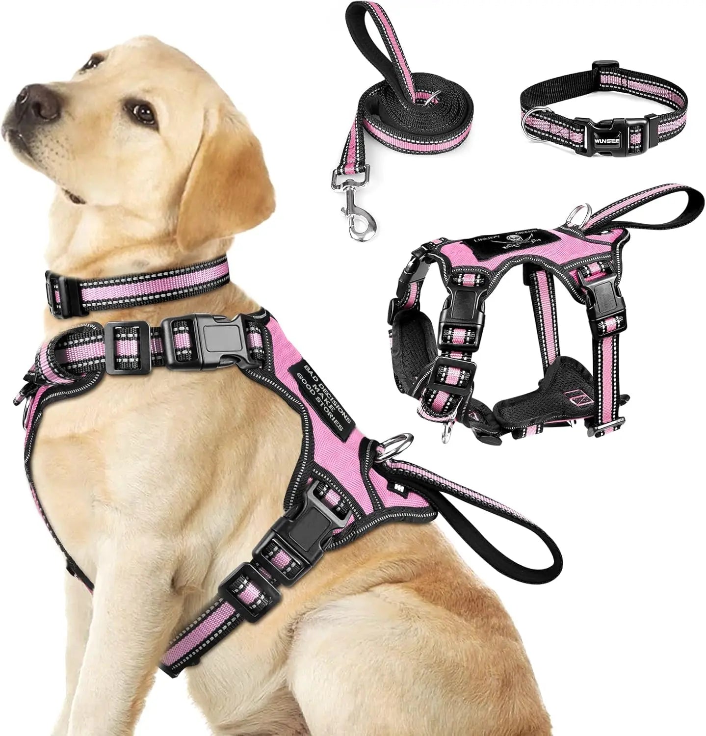 Pet Harness Collar and Leash Set Reflective No Pull Adjustable