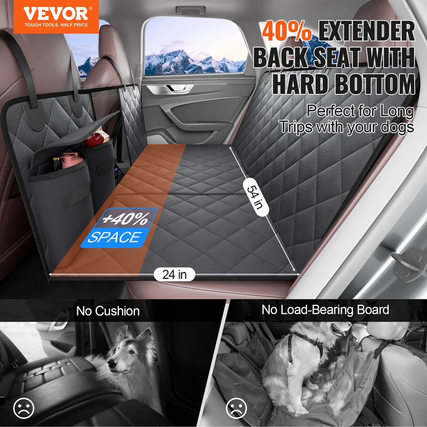 VEVOR Back Seat Extender for Dogs Dog Hammock for Car
