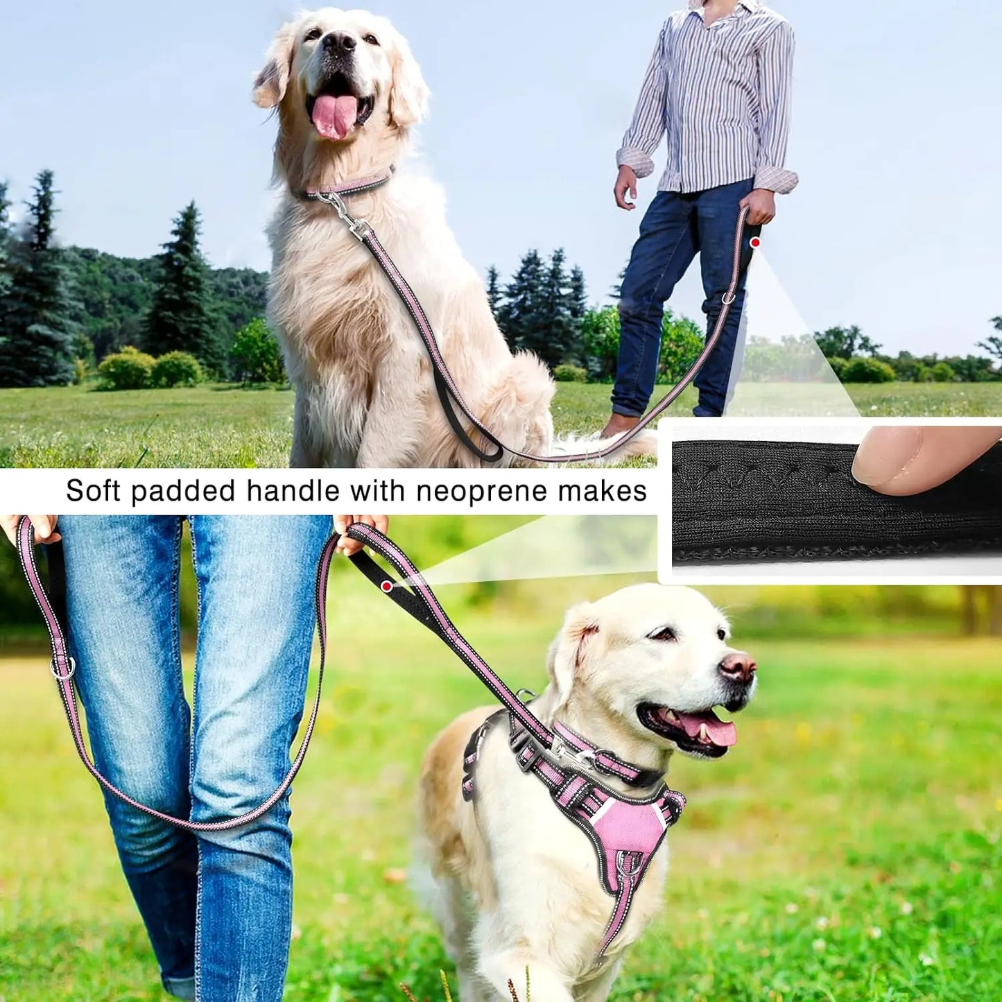 Pet Harness Collar and Leash Set Reflective No Pull Adjustable