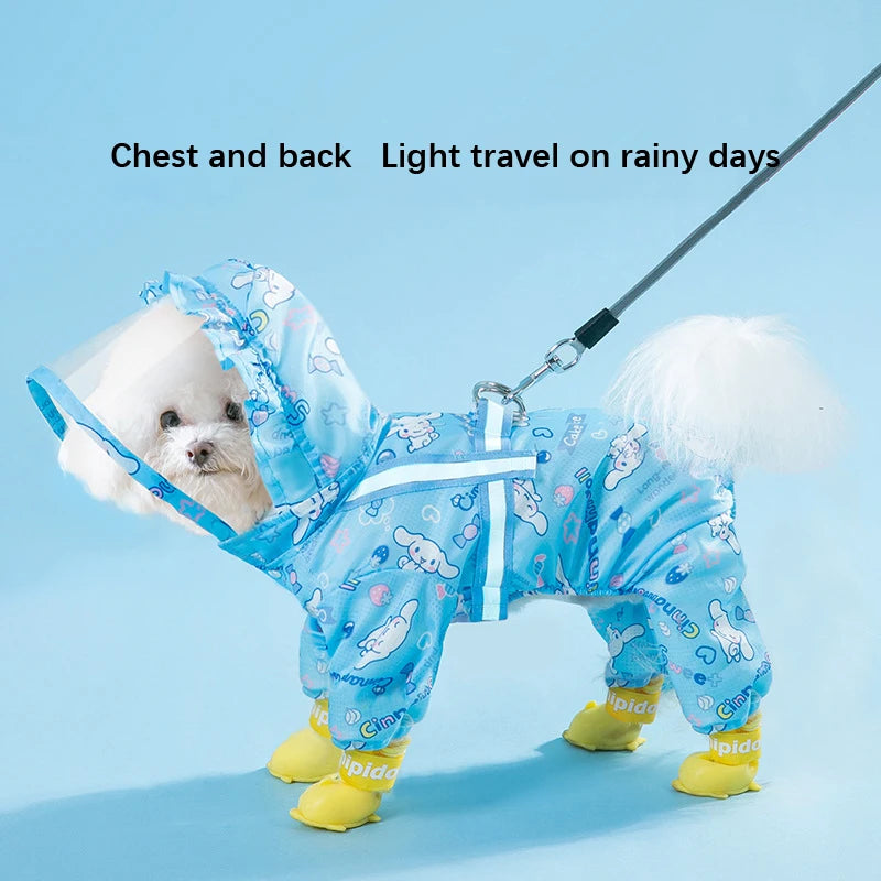Cinnamoroll Pet Raincoat Waterproof Hood Rain Jacket for Dogs