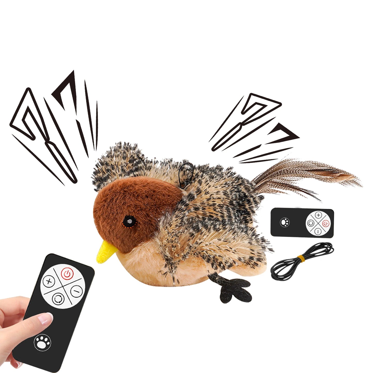 Remote Control Simulated Chirping Bird Toy For Kitten