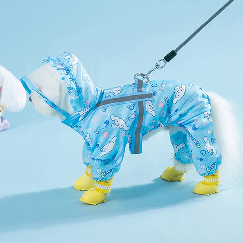 Cinnamoroll Pet Raincoat Waterproof Hood Rain Jacket for Dogs