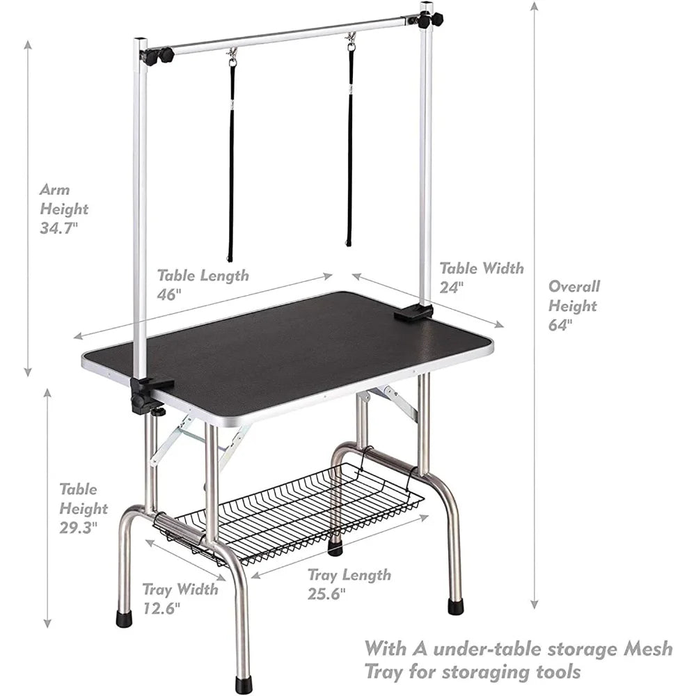 46 Inch Dog Grooming Table Foldable Pet Tables 330lbs Capacity