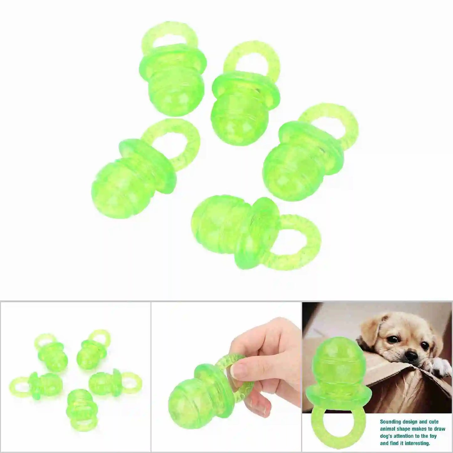 5 Pcs Set Pacifier Shaped Pet Dogs Teether Chew Toy Green