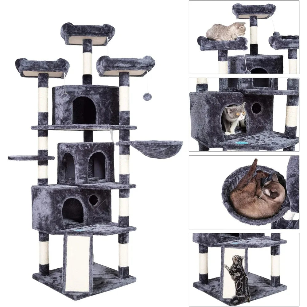 Cat Tower with Caves, Cozy Perches, Scratching Posts