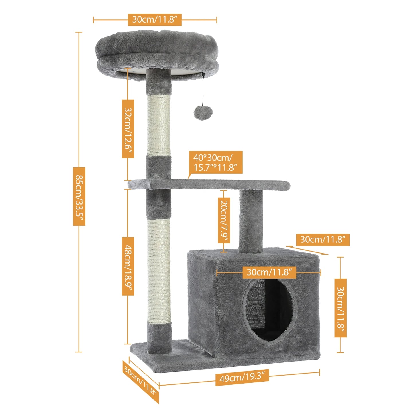 Small Cat Tree with Sisal Scratching Posts and Condo