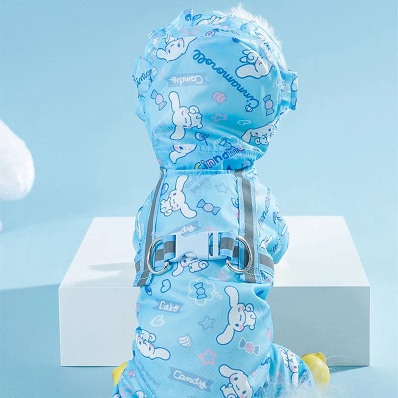 Cinnamoroll Pet Raincoat Waterproof Hood Rain Jacket for Dogs