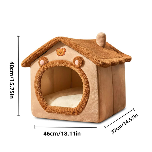 Pet Bed for Cats and Dogs - Cozy Indoor Shelter with Cushion