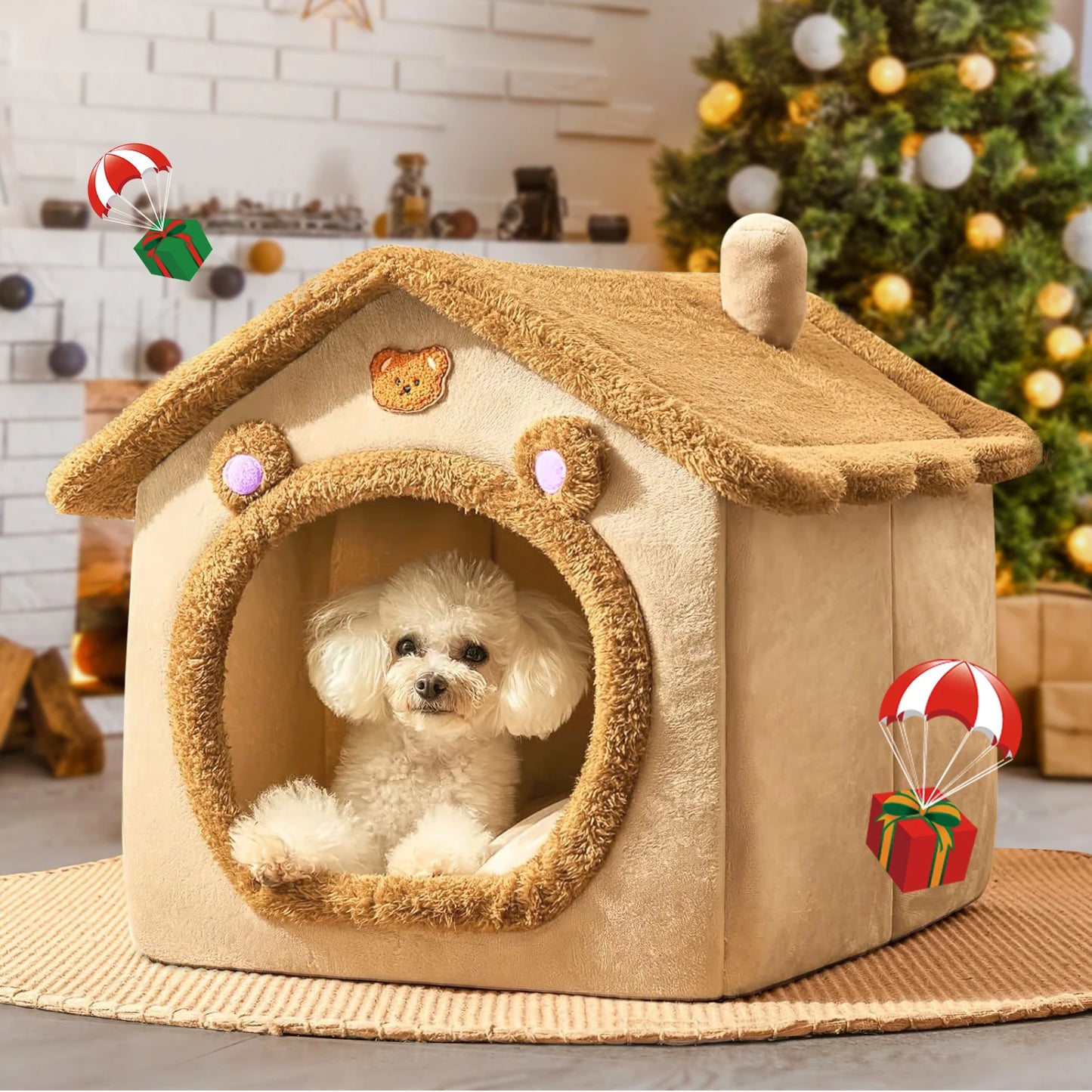Pet Bed for Cats and Dogs - Cozy Indoor Shelter with Cushion