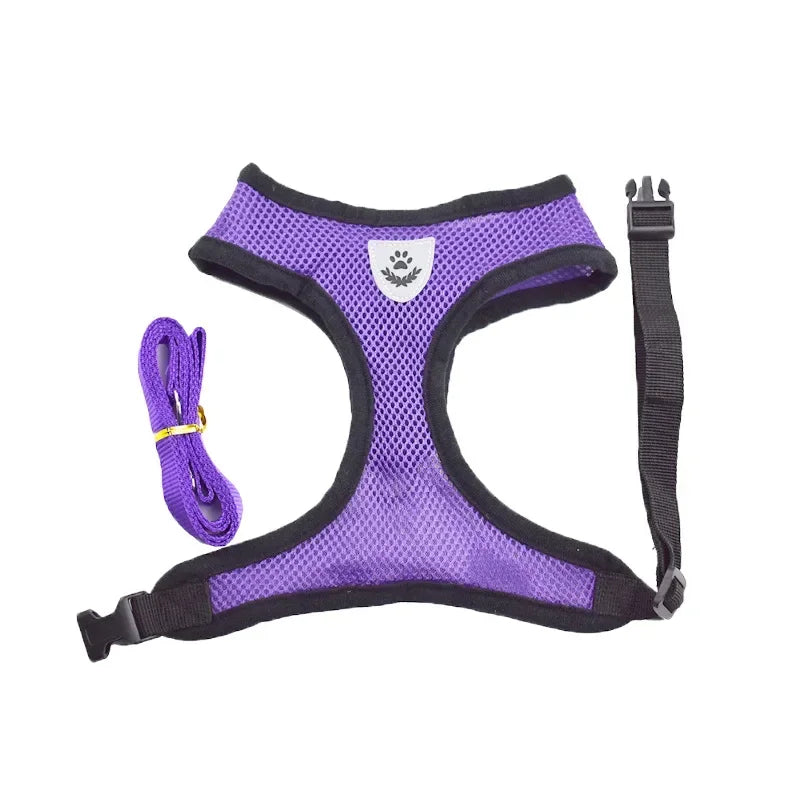 Cat Dog Adjustable Harness Vest Walking Lead Leash For Puppy