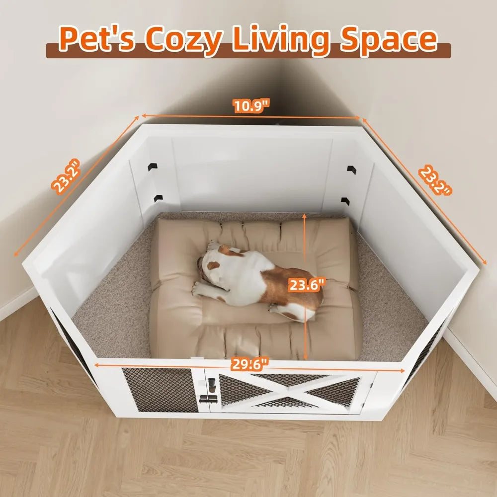 Corner Dog Crate Furniture, Wooden Kennel End Table