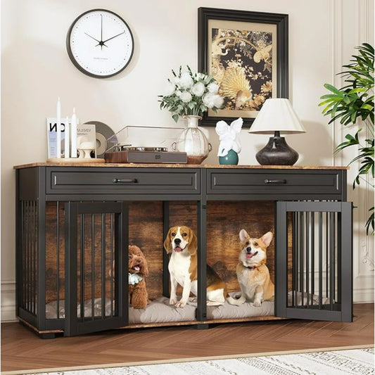 Dog Crate Furniture for Large Medium Dogs 72 Inch Wooden Kennel