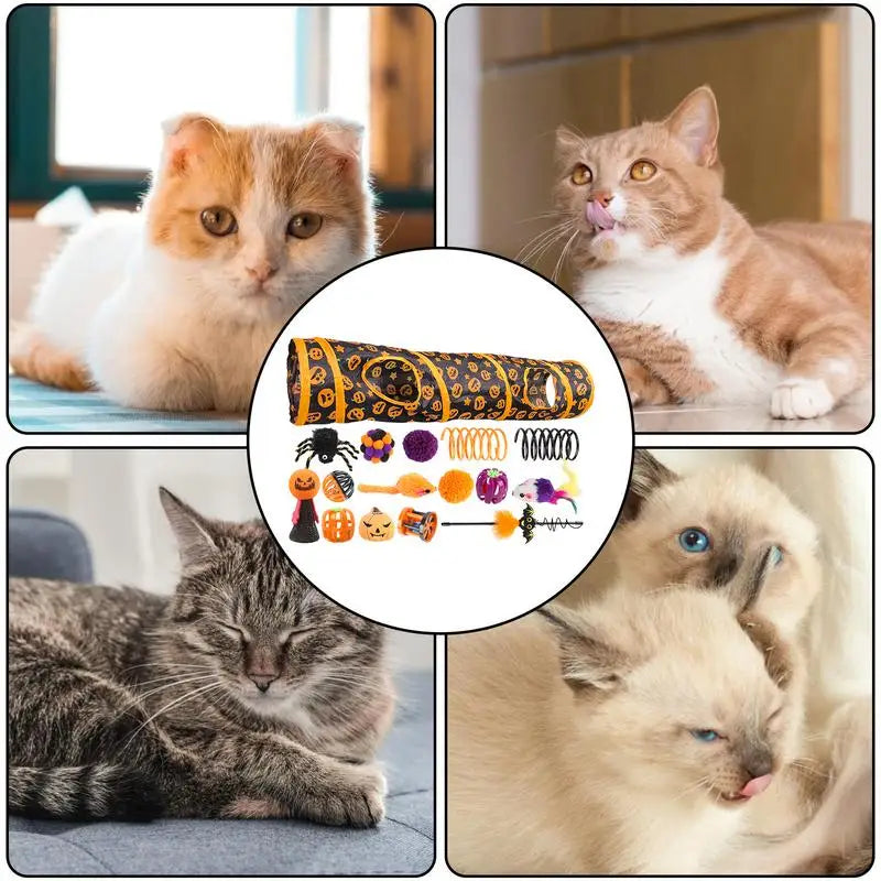 Cat Tunnels For Indoor Cats Halloween Peekaboo Cave Toy