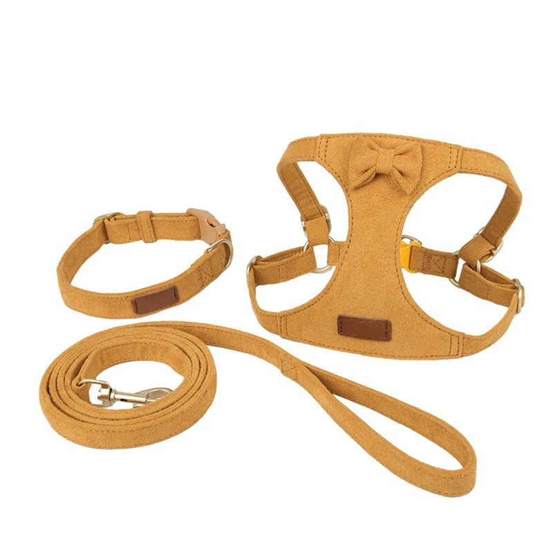 Soft Breathable Dog Collar Harness Leash Set for Small Dogs