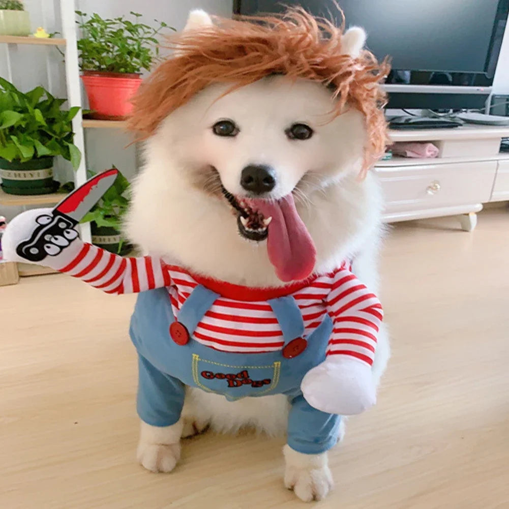 Pet Dog Creative Clothes Quirky Dog Role Playing Costume Holding Knife