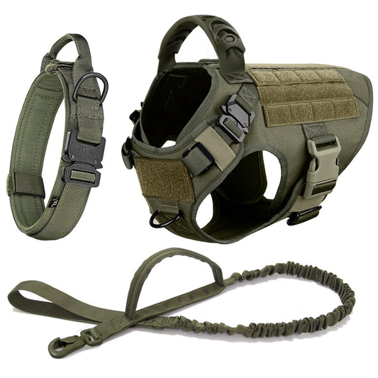Large Dog Harness Collar Leash Set Military Dog Harnesses