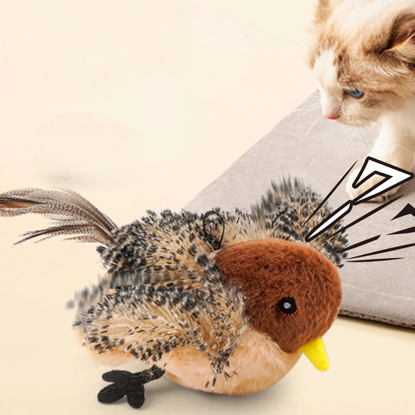 Remote Control Simulated Chirping Bird Toy For Kitten