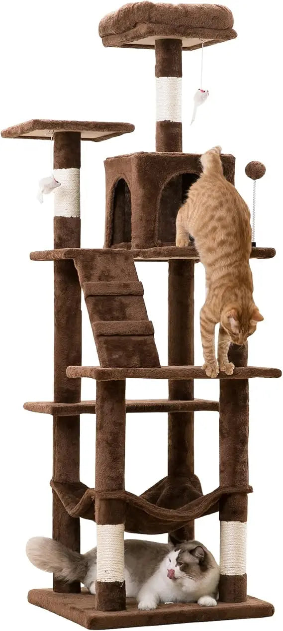 MWPO 63.8 Inches Green Cat Tree for Indoor Cats Multi-Level