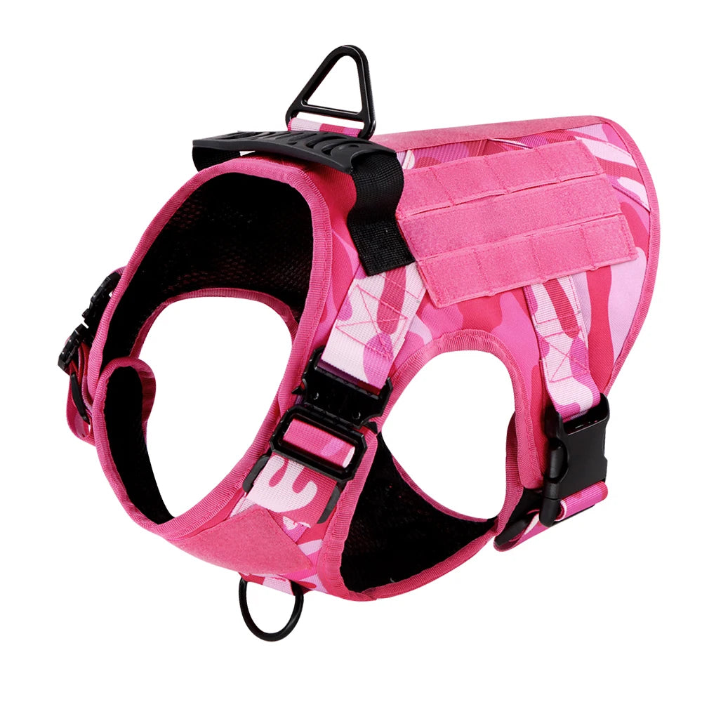 Military Pink Camouflage Dog Harness For Large Medium Dogs