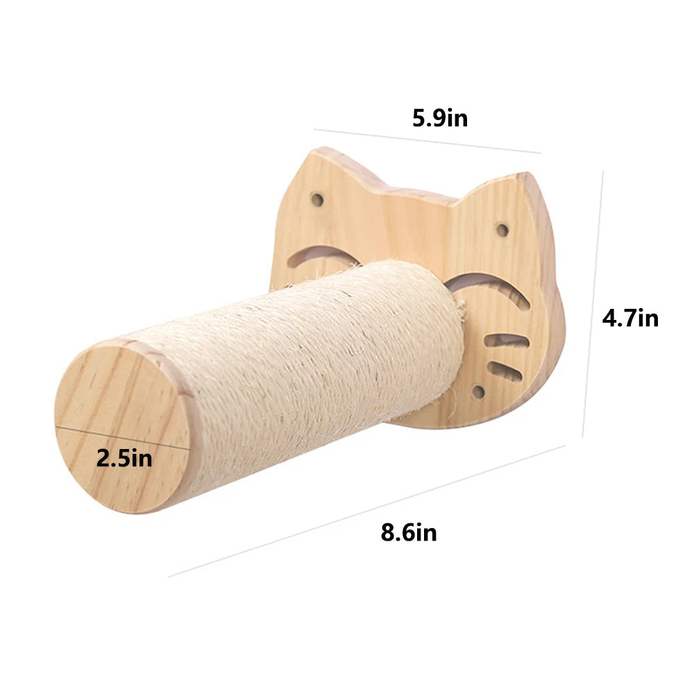Cat Climbing Shelf Wall Mounted Four Step Stairway With Sisal Scratching Post For Cats