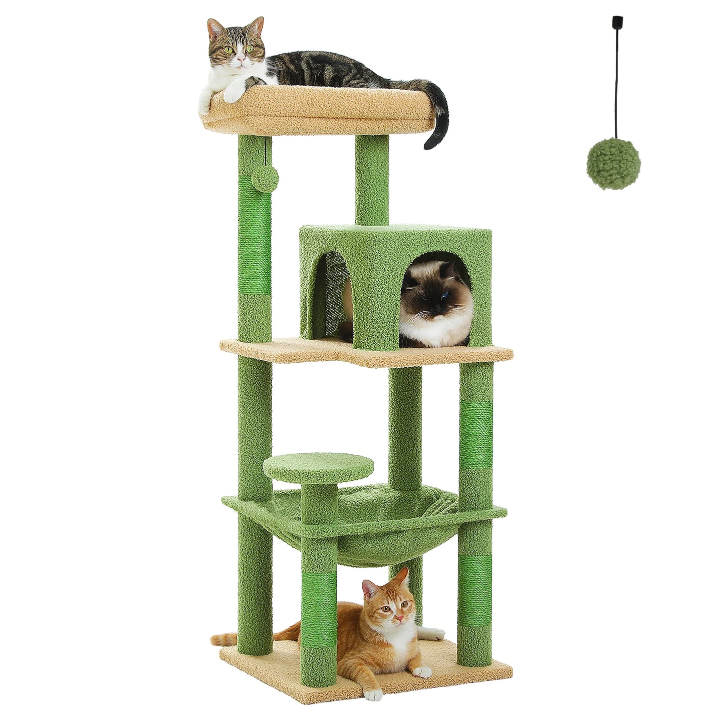 Cat Tree for Indoor Cats, 5-Level Tower with Hammock