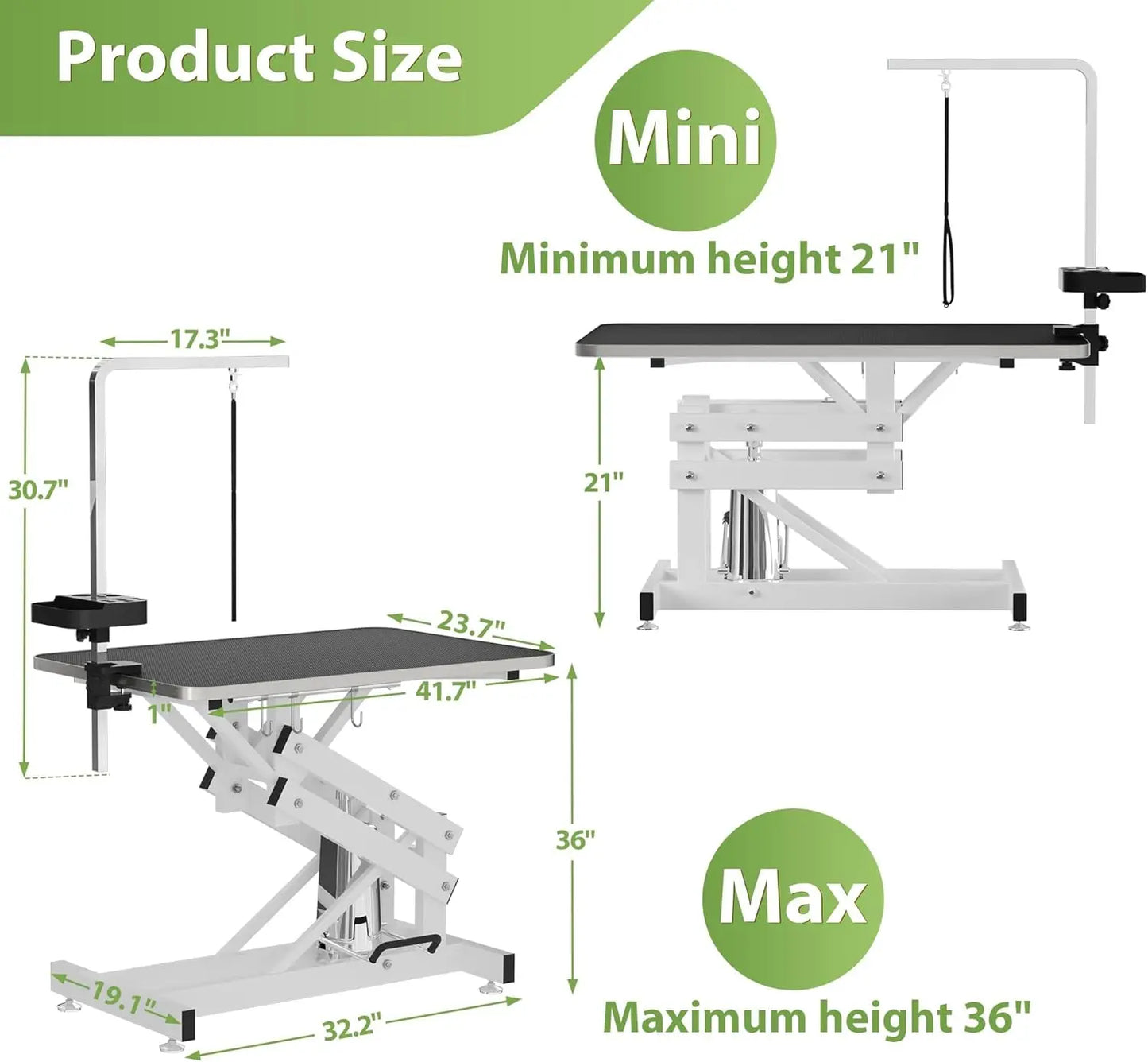 Hydraulic Pet Grooming Table w Anti-Static Top 330LBS