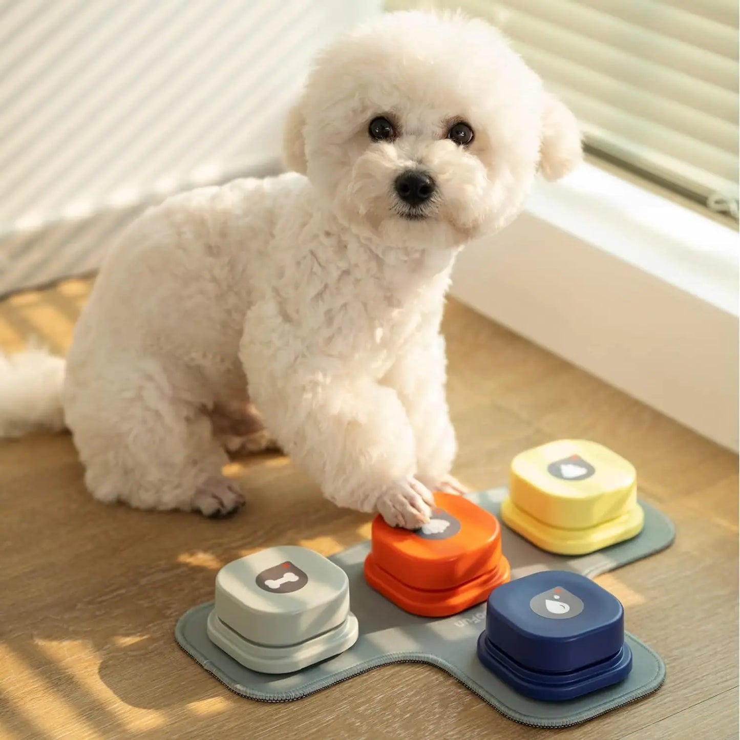 Mewoofun Dog Buttons with Rubber Mat Recordable Dog Talking Buttons Set