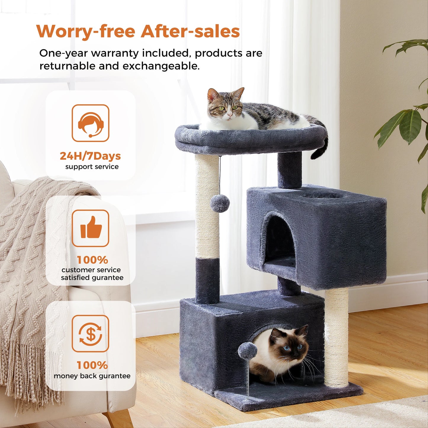 Cat Tree for Large Cats Cat Tower for Indoor Cats Up to 10kg