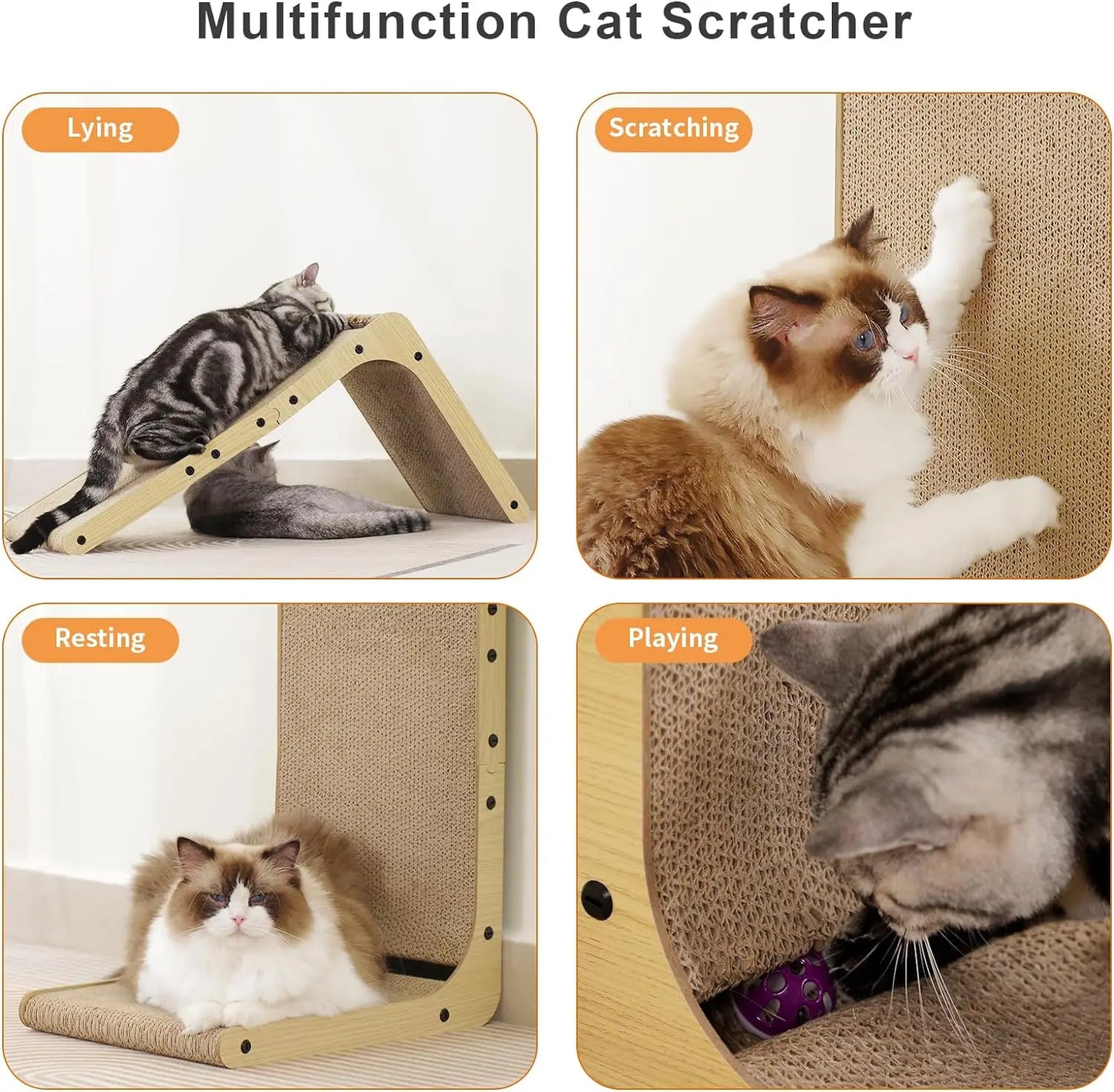 L Shape Cat Scratcher 23.6 Inch Cardboard Scratch Pad