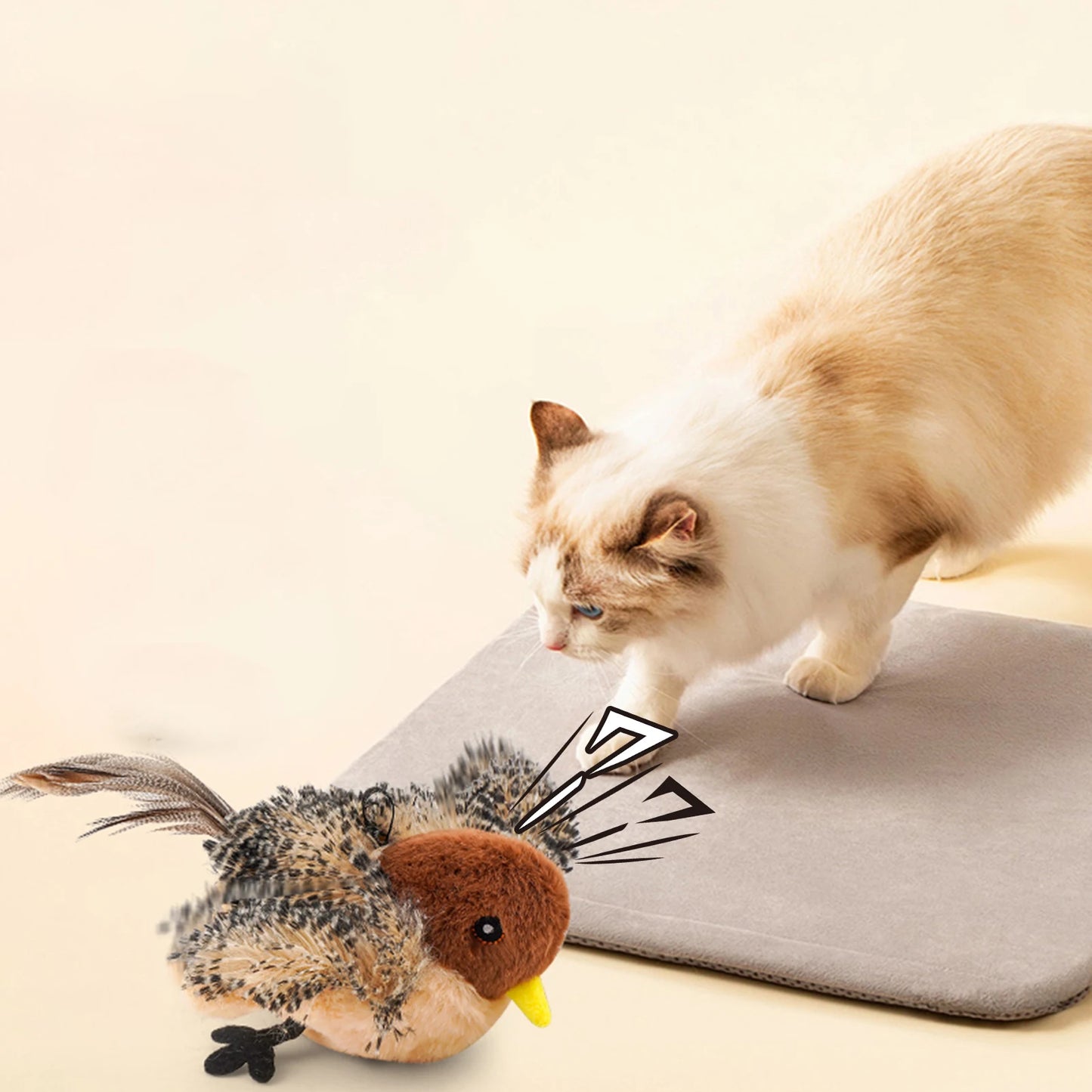 Remote Control Simulated Chirping Bird Toy For Kitten