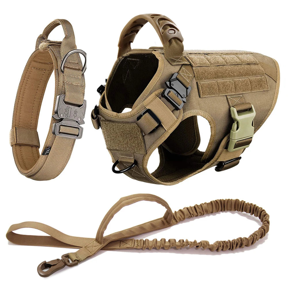 Large Dog Harness Collar Leash Set Military Dog Harnesses
