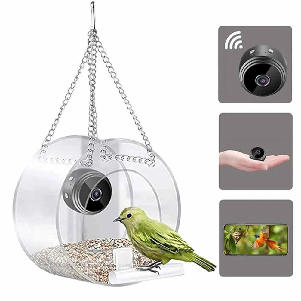 Smart Bird House Pet Feeder with Acrylic and 1080P Camera