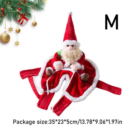 Christmas Dog Costume Santa Claus Clothes Funny Outfit Hat
