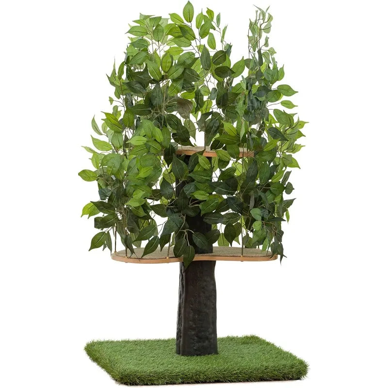 4ft Cat Tree with Leaves Made in USA for Indoor Cats