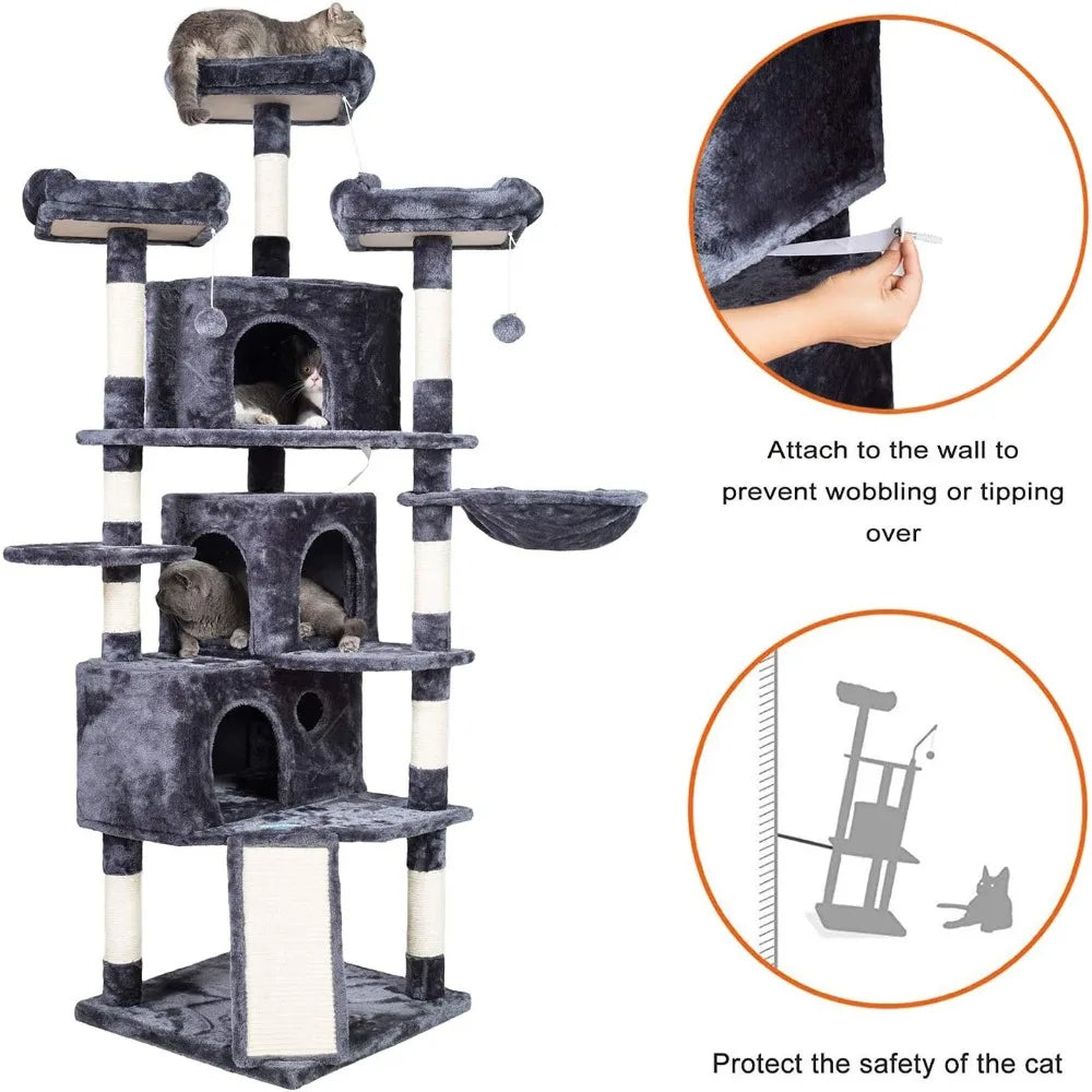 Cat Tower with Caves, Cozy Perches, Scratching Posts