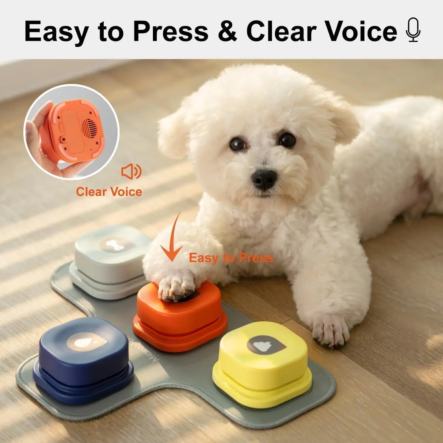 Mewoofun Dog Buttons with Rubber Mat Recordable Dog Talking Buttons Set