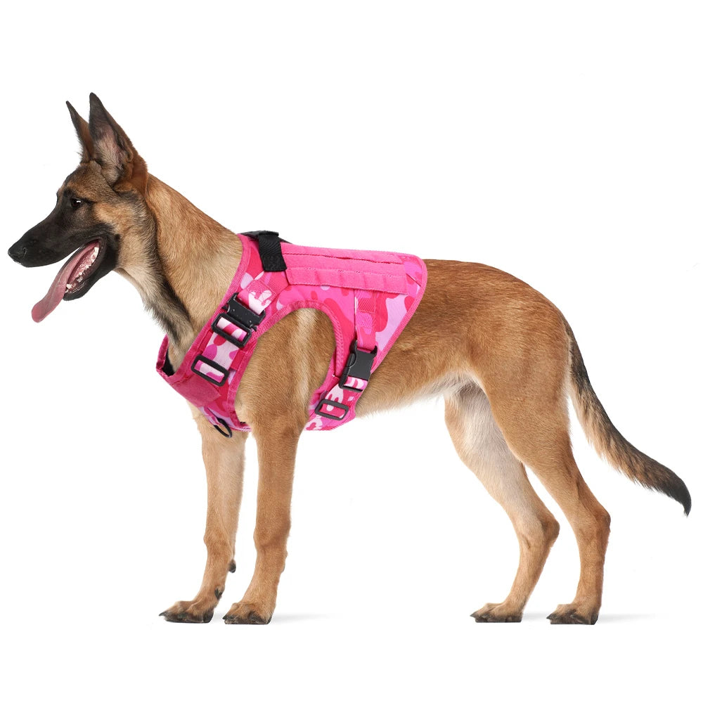 Military Pink Camouflage Dog Harness For Large Medium Dogs
