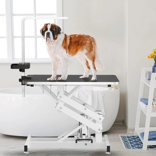 Hydraulic Pet Grooming Table w Anti-Static Top 330LBS