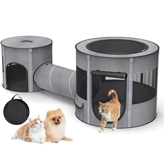 Portable Cat Playpen Tunnel 3-in-1 Foldable Puppy Pen